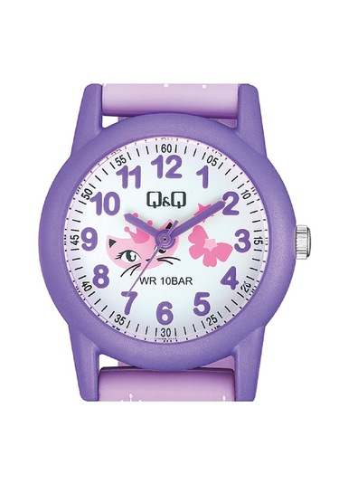 Q&q Qcg9914 Lila Mor Kraliçe Kedi Su Geçirmez Kız Çocuk Kol Saati