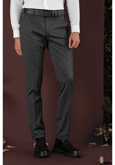 P 1134 Slim Fit Füme Spor Pantolon Füme