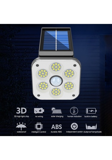 Novahub Güneş Enerjili Döner Bahçe Duvar Lambası, 3 Işık Modu, Ip65 Su Geçirmez, 54 Smd Siyah, Sensörlü Led Aydınlatma Siyah