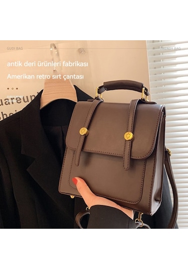 Retro Kadın Üç Taşımalı Sırt Çantası-kahverengi001 Kahve - Taba