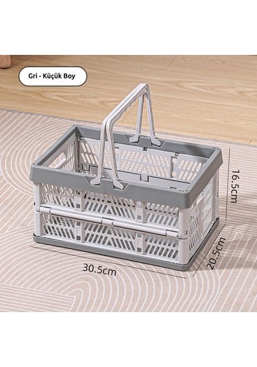 Snapbuy Katlanır Sepet, Alışveriş, Piknik, Market, Taşıma, Depolama Ve Kamp İçin Uygundur Küçük Boy Gri