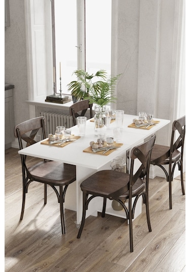 Dekorfim DF01102B Pratik Katlanır Masa Mutfak ve Yemek Masası