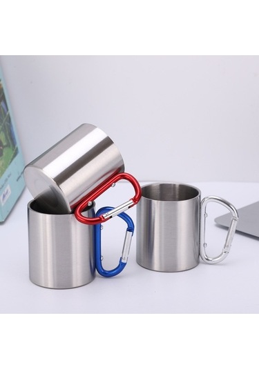 Dancemonkey 220ml Gümüş Gri Paslanmaz Çelik Kamp Kupası - Dayanıklı Ve Hafif Gri