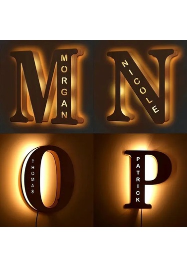 Willowhaven Kişiselleştirilmiş Ahşap Gece Lambası 29cm 11.42inch Usb Led Işık Yatak Odası Dekor Beyaz