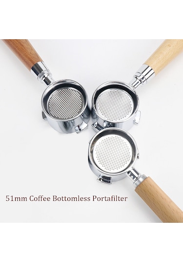 Yaozixa Profesyonel 51mm Breville Portafiltre - Bes 870/878/880 Uyumlu, Ahşap Tutacaklı