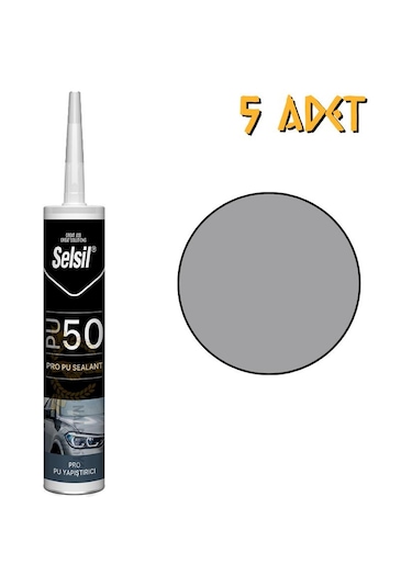 Selsil Poliüretan Mastik Yapıştırıcı Pu50 Gri 280 Ml. - 5 Adet