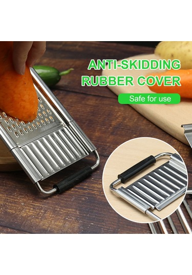 Xindoker Stainless Steel Sebze Dilimleyici Seti - 3/4 Parça Seçenekli - Dilimleme Ve Işleme Fonksiyonu - Renkli Kutuda Gümüş