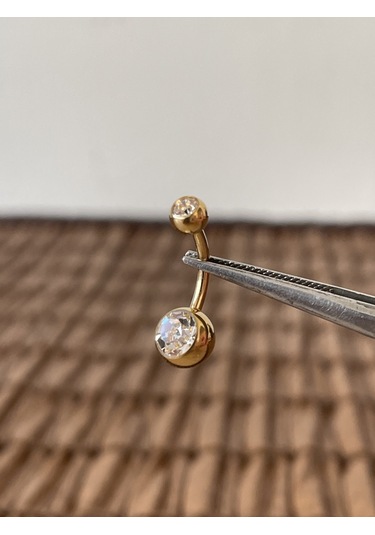 Yüksek Kalite G23 Titanium Parlak Top Taşlı Titanyum Göbek Piercingi Top 10mm Altın