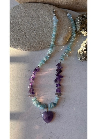 Akuamarin-ametist Kolye Çok REnkli