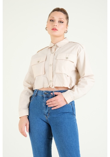 Giyim Dünyası Kadın Paraşüt Crop Mont Taş 001