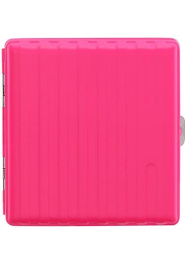 Bavul Desen Metal Kısa Sigara Tabakası 18li Pembe