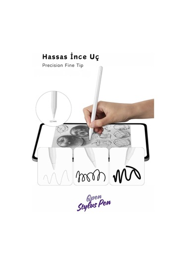 İpad Air 11 2025 M3 A3267 Uyumlu Yapışarak Manyetik Şarj Olabilen Avuçiçi Ve Eğim Özellikli Kalem