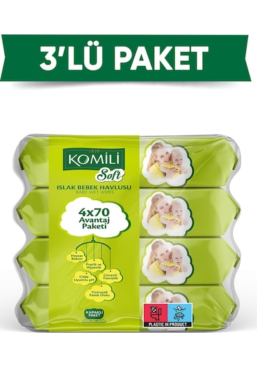 Komili Soft Islak Havlu 4 x 70 - 3'lü Paket - 840 Yaprak