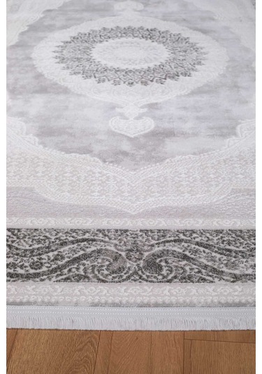 Voyage %100 Akrilik Yumuşak Dokulu Halı Kilim Salon Mutfak Koridor Yolluk Dokuma Makine Halısı Ac-408 Gri