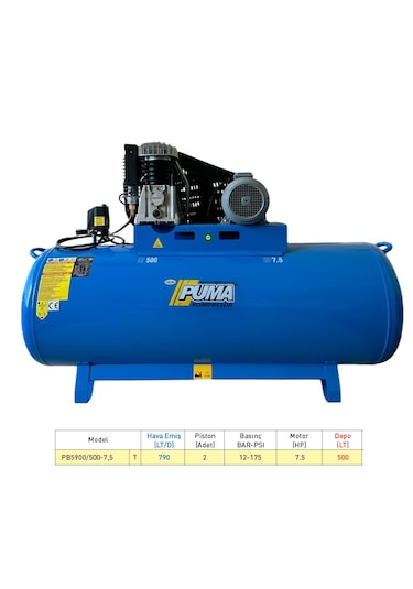 Puma PB5900 500 L 7.5 HP Alüminyum Kafa 12 Bar Hava Kompresörü
