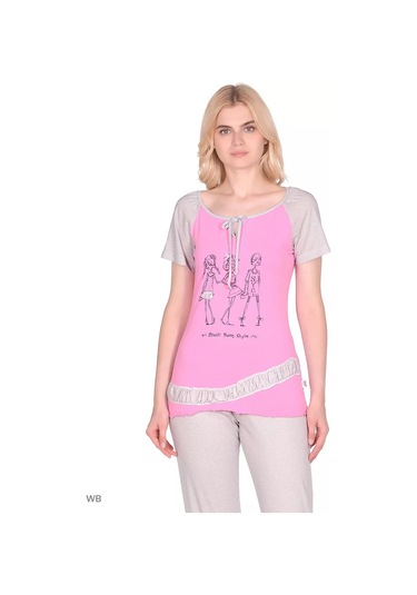 Janet Bridgeli Tişört. Pamuk. Macaristan. 185254718 Pembe