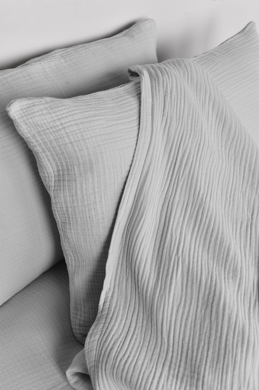 Müslin Çift Kişilik Nevresim Takımı Gri Gri