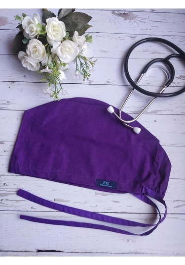 Tesettür Patlıcan Moru Tek Renk Cerrahi Bone Doktor Hemşire Sağlıkçı Bonesi Geniş Kesim