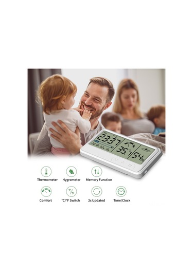 Lemestar Usb Şarjlı Ev Lcd Dijital Nem-sıcaklık Ölçer Takvim, Alarm, Tezgah/wandura Montaj Beyaz Ys201