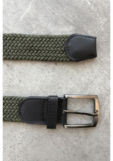 Erkek Hasır Örgü Kemer Haki