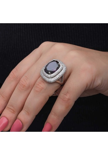 Casera's Gümüş Ametist Taşlı Kadın Yüzük Csr2185509 Gümüş