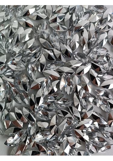 Akrilik Baklava Model Takı Boncuk Nikel Renk 15x7mm 2000 Adet