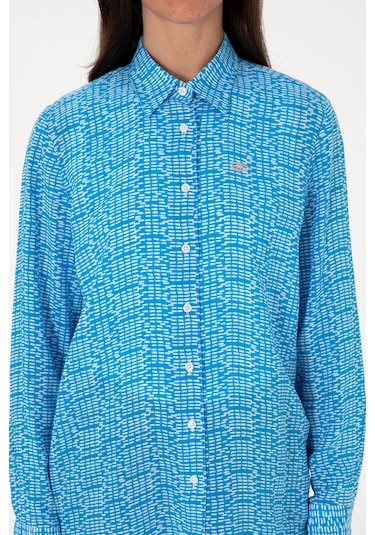 U.s. Polo Assn. Kadın Kobalt Gömlek Desenli 50306433-vr077 Kobalt