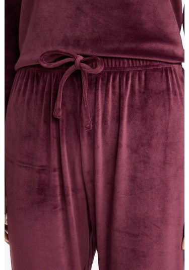 Defacto Pijama Takımı Regular Fit Uzun Kollu Velur Üst Uzun Alt-fall İn Love E8691ax25wnbr232 Bordo-br232