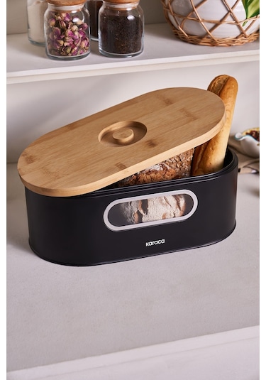 Karaca Stream 2in1 Ekmek Kutusu/Kesme Tahtası Black