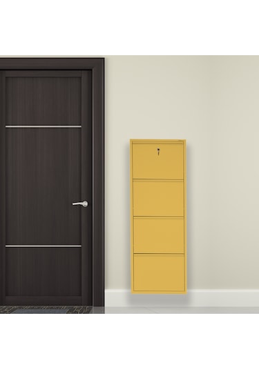 Kilitli 4'lü Metal Ayakkabılık Sarı Kilitli 4'lü Metal Ayakkabılık Sarı