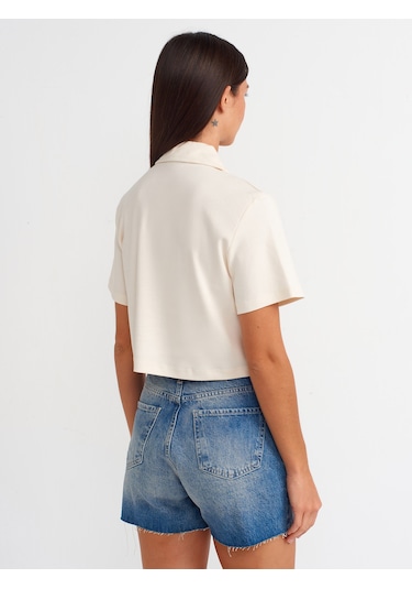 Dilvin Paçası Kesik Denim Şort Tint