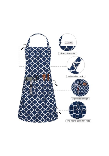 Erkek Kadın 3 Cepli Mutfak Pişirme Önlükleri - Pamuklu Ayarla Mavi, Diğer