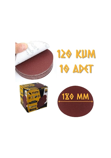 Kupa Yuvarlak Cırt Zımpara 180 Mm P120 Kum 10 Adet