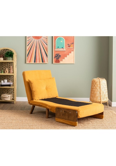 Pafu Cosmo Tekli Katlanır Yataklı Koltuk - Bohem Hardal Hardal