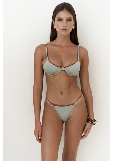 Mai Collection Mai Studios Co. Dharma Renk Bloklu Yeşil Bikini Üstü Yeşil