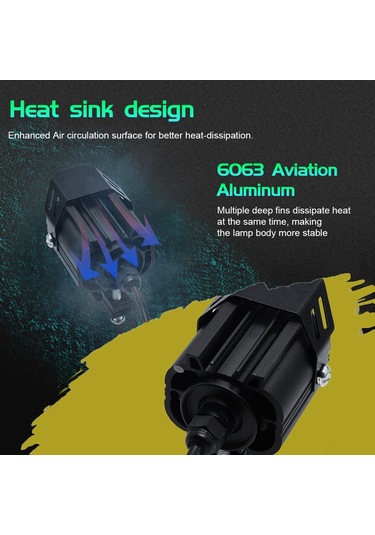 Xindoker Motosiklet Spot Lambası Çift Paket Siyah 60w 9-80v 4 Işık Modu Beyaz/sarı/sarı+beyaz/flash 200m Etkili Mesafe Zes-3570 Işık Pilleri