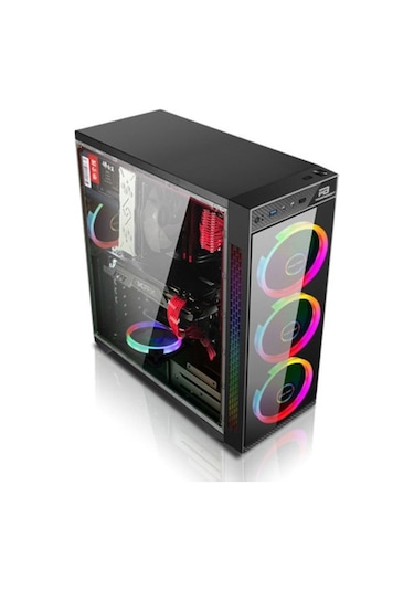 Atx Powerboost Vk-C12B Tempered Glass Rgb Fan Siyah Kasa Psu Yok