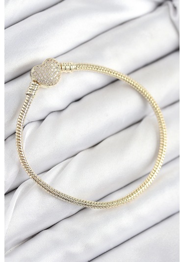 Dodes Dodes Pirinç Charm Zirkon Taşlı Kalp Model Gold Renk Kadın Bileklik Tg27bb7809 Çok Renkli