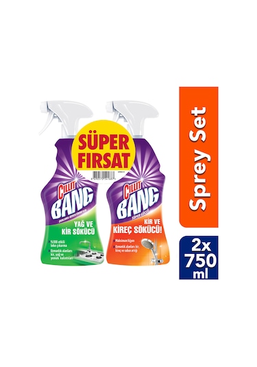 Cillit Bang Yağ ve Kir Sökücü Sprey 750 ML + Kir ve Kireç Sökücü Sprey 750 ML