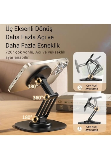 Coofbe Magsafe Uyumlu Metal Ayarlanabilir 360 Döner Masaüstü Telefon Tutucu Telefon Standı Kaymaz
