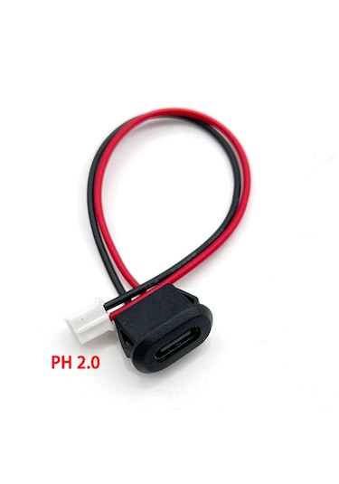 Type C Panel Montaj Dişi Soket 2pin 10cm Kablolu Uzatma Konnektör