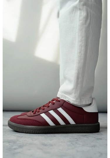 Muggo Jabbar Unisex Ortopedik Günlük Garantili Bağcıklı Yürüyüş Koşu Sneaker Spor Ayakkabı Bordo