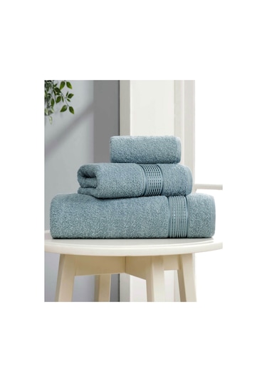 3 Parça Ekonomik Banyo Havlu Seti Pamuklu Ezgi Mint