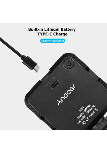 Andoer W64 Mini Klipsli Cep Telefonu Led Video Işığı Siyah Siyah