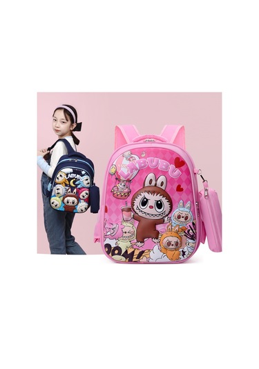 Karikatür Çocuk Hardshell Okul Çantası Birinci, İkinci Ve Üçüncü Sın Hafif İlkokullu Öğrenci Moda Sırt Çantı-pembe Pembe