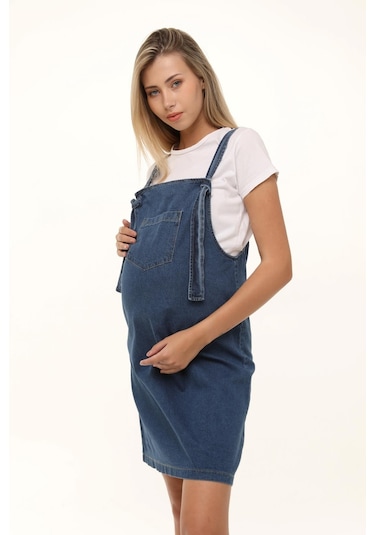 Luvmabelly Myra6301 Kot Hamile Jile Elbise -mavi-mavi