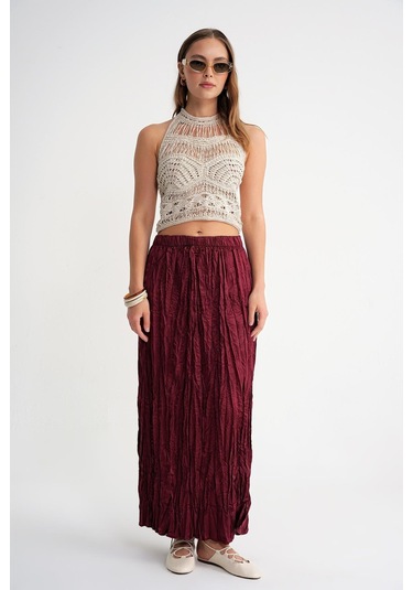 4623 Kadın Kraşlı Düz Saten Etek Bordo Bordo 4623 Kadın Kraşlı Düz Saten Etek Bordo Bordo