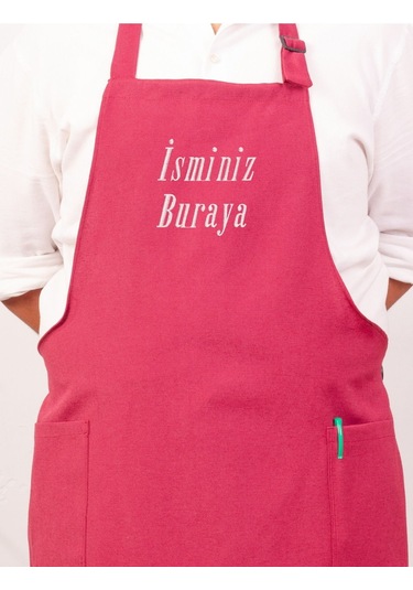Mutfak Önlüğü Kişiye Ve İsme Özel Nakışlı Mutfak Önlüğü Sade Farklı Renkler Bordo