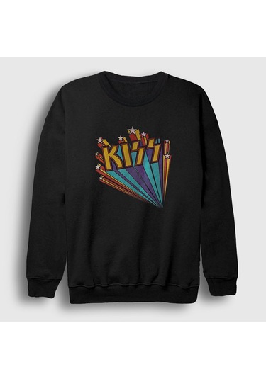 Presmono Unisex Retro Kiss Sweatshirt Siyah
