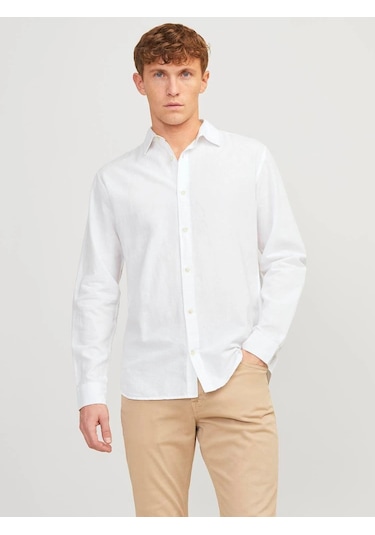 Jack & Jones Jjesummer Erkek Keten Gömlek Beyaz 12248384 Beyaz